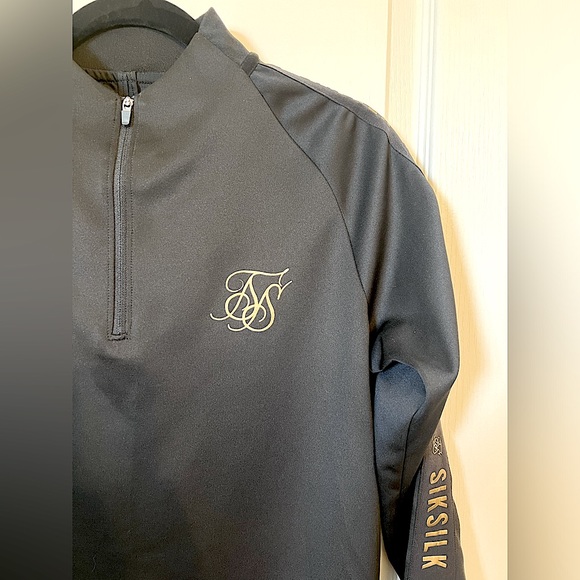 SikSilk Men’s Long Sleeve Mock Neck Black - Picture 5 of 8